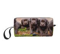 Cachorros Labrador Familia Cachorros Pequeños Marrón, Bolsa de Maquillaje Bolsa de cosméticos Bolsa de artículos de tocador de Viaje portátil Bolsa de Maquillaje