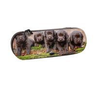 Cachorros Labrador Familia Cachorros Pequeños Marrón, Estuche para lápices Estuche para lápices de Cuero de PU Estuche para lápices de Gran Capacidad Estuche para lápices Bolsa de cosméticos