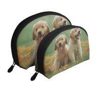 Cachorros Labrador Retriever Amarillo, Bolsa de Maquillaje de Concha, Monedero pequeño para Mujer, Bolsa de artículos de tocador, Bolsa de cosméticos, 2 Piezas