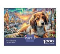 Cachorros navideños 1000 Piezas Rompecabezas Difícil En Cartón Reciclado para Reto Estimulante Caballero Carlos Hound Perfecto para Un Regalo Creativo Y Sesiones De Relajación En El Hogar 70x50cm/1
