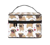 Cachorros Pugs Divertidos Dibujos Animados, Bolsa de Maquillaje Bolsa de cosméticos Bolsa de artículos de tocador de Viaje portátil Estuche para lápices Bolsa de artículos de tocador