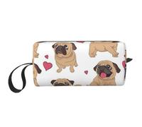 Cachorros Pugs Divertidos Dibujos Animados, Bolsa de Maquillaje Bolsa de cosméticos Bolsa de artículos de tocador de Viaje portátil Bolsa de Maquillaje