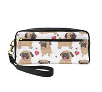 Cachorros Pugs Divertidos Dibujos Animados, Bolsa de Maquillaje Bolsa de cosméticos Bolsa de Aseo de Viaje portátil Estuche de Cuero para Mujeres y niñas