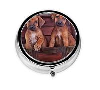 Cachorros Rhodesian Ridgeback Dog, pastillero, pastillero cuadrado para bolsillo o monedero, pastillero pequeño, organizador de pastillas de viaje