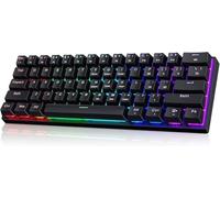 CACKBIRD Teclado portátil 60% mecánico para juegos, teclado con cable con interruptores azules, retroiluminación de personalización LED, 61 teclas ultra compacto, mini teclado de oficina para PC/Mac