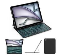 CACOE - Carcasa para iPad Air de 11" M4 2026/M3 2025/M2 2024, color negro | AZERTY teclado inalámbrico retroiluminado para Air 11 5ª 2022 / 4ª 2020/ iPad Pro 11" (4/3/2/1 Gen) Ultrafino