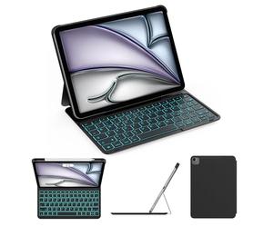 CACOE - Carcasa para iPad Air de 11" M4 2026/M3 2025/M2 2024, color negro | AZERTY teclado inalámbrico retroiluminado para Air 11 5ª 2022 / 4ª 2020/ iPad Pro 11" (4/3/2/1 Gen) Ultrafino