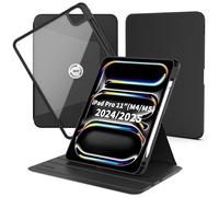 CACOE Funda Compatible con iPad Pro M5/M4 2024 11 Pulgadas，con Soporte para Pencil, Carcasa Soporte Rotación de 360 Grados Protectora Respaldo Clara,Negro