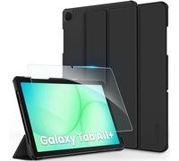 CACOE Funda Compatible con Samsung Galaxy Tab A11+ Plus/ A9+ 11 Pulgadas 2025 (SM-X236B/SM-X230)- Ultra Slim PU Protectora Carcasa, con Pellicola Protettiva Vetro Temperato, Negro
