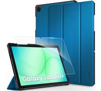 CACOE Funda Compatible con Samsung Galaxy Tab A11+ Plus/ A9+ 11 Pulgadas 2025 (SM-X236B/SM-X230)- Ultra Slim PU Protectora Carcasa, con Pellicola Protettiva Vetro Temperato, Azul Pavo Real