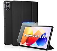CACOE Funda Compatible con Xiaomi Redmi Pad 2 Pro 12.1" 2025, con película Protectora - Ultra Fina con función Atril Slim PU Cuero Smart Case Negro
