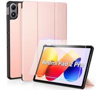 CACOE Funda Compatible con Xiaomi Redmi Pad 2 Pro 12.1" 2025, con película Protectora - Ultra Fina con función Atril Slim PU Cuero Smart Case, Oro Rosa