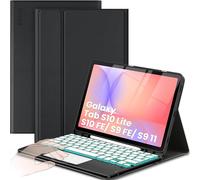 CACOE Funda con Teclado Compatible con Samsung Galaxy Tab S9 FE 10.9/S9 11 2023 con Touchpad, Funda con portalápices Teclado QWERTY inalámbrico Desmontable con iluminación de 7 Colores, Negro