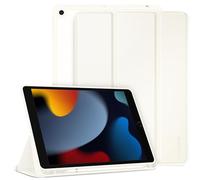 CACOE Funda para iPad 9./8./7. Generación con soporte para lápiz 10.2 pulgadas Modelo 2021/2020/2019, Funda protectora ultradelgada de TPU con función de soporte para iPad 10.2, Crema Blanca