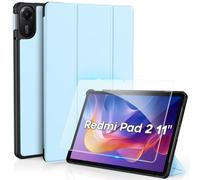 CACOE Funda para Xiaomi Redmi Pad 2 de 11 pulgadas con protector de pantalla - Ultra fina con función atril Slim PU Cuero Smart Case Blanco Azul Hielo