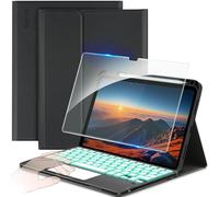 CACOE Funda Teclado Compatible con iPad 10 Generación, Teclado Compatible con iPad 10 10.9 Pulgadas 2022 A2757/A2777 con Touchpad, Iluminación de 7 Colores Desmontable Teclado Italiano Inalámbrico,
