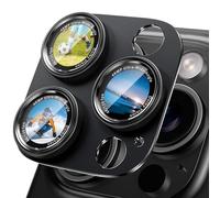 CACOE Protector de lente de cámara para iPhone 15 Pro/15 Pro Max, marco de metal, cubierta de vidrio templado, protección mejorada 2025, antiarañazos, a prueba de caídas, fuerte adherencia, cubierta