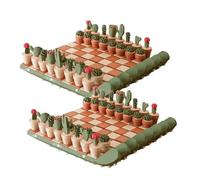 Cactichess - Juego De Ajedrez Enrollable Avanzado con Diseño De Cactus, 32 Piezas Impresas En 3D, Ideal for Amantes De Las Plantas Y Reuniones Familiares Y En Pareja(2 Sets)