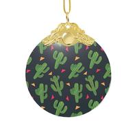 Cactus Art - Adorno de cristal redondo clásico con clip de metal para decoración de árbol y hogar