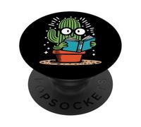 Cactus Bookworm - Divertido amante de los libros de lectura suculenta PopSockets PopGrip Adhesivo
