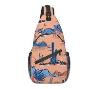Cactus Cacti Mountain Sunrise Cross Chest Bag Diagonalmente Sling Mochila Crossbody Bolsa de Hombro Viajes Senderismo Mochilas para Hombres Mujeres