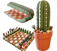 Cactus Chess Set 3D Printed Board Games 32-Piece Roll-Up Travel Chess with Succulent Plant Pieces, Portable & Magnetic, Gift for Adults & Kids