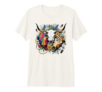 Cactus con cráneos de Toro Bohemio del sudoeste Camiseta Premium