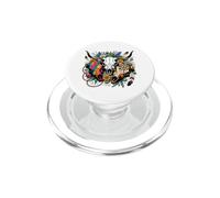 Cactus con cráneos de Toro Bohemio del sudoeste PopSockets PopGrip para MagSafe