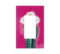 Cactus con flores blancas, interruptor de luz, placa de pared, cubierta de placa frontal, 1 banda, decorador, receptáculo, para decoración del hogar, cocina, habitación, baño
