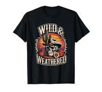 Cactus de Calavera de Vaquero Salvaje y Desgastado Country Western Camiseta