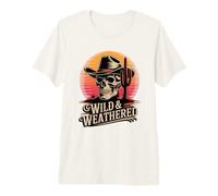 Cactus de Calavera de Vaquero Salvaje y Desgastado Country Western Camiseta Premium