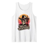 Cactus de Calavera de Vaquero Salvaje y Desgastado Country Western Camiseta sin Mangas