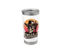Cactus de calavera de vaquero salvaje y desgastado Country Western Vaso térmico de acero inoxidable de doble pared