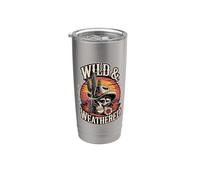Cactus de calavera de vaquero salvaje y desgastado Country Western Vaso térmico de acero inoxidable de doble pared