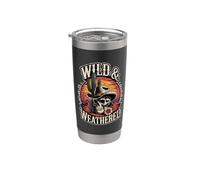 Cactus de calavera de vaquero salvaje y desgastado Country Western Vaso térmico de acero inoxidable de doble pared