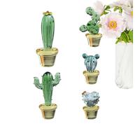 Cactus de vidrio en miniatura, cactus de vidrio soplado a mano | Simulación de plantas del desierto coleccionables - 5 piezas hechas a mano, duraderas, vivas, realistas, cactus de