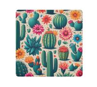 Cactus Desert Botanica - Paño adhesivo para cámara - Flores cuadradas - Paño autoadhesivo para objetivo - Resistente a los arañazos - Bolsa de maquillaje - 35 x 35 cm, multicolor, 21.7x21.7in, moderno
