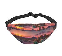 Cactus Desert Sunset - Riñonera ajustable con cinturón a la moda, resistente al agua, para senderismo, viajes, casual, correr, senderismo, ciclismo, color negro, talla única, Black, Talla única