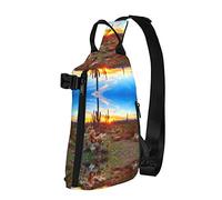 Cactus Desert Sunset Santa Claus Diagonalmente Sling Bag, Crossbody Sling Backpack Shoulder Chest Bag para Mujeres Hombres, Travel Hiking Daypack