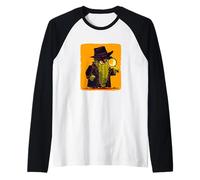 Cactus divertido con estilo detective para un ambiente cómico Camiseta Manga Raglan
