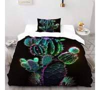Cactus Edredón De Doble Capa Suave Y Cómodo Chaqueta De Edredón De Microfibra Impresión 3D Juego De Ropa De Cama De 2 Piezas Single（135x200cm）
