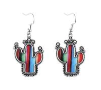 Cactus Encanto Pendientes, Colorido Esmalte Colgante En Gancho, Regalo Hecho A Mano Para Las Mujeres, Interesante Diseño Planta Salvaje