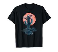 Cactus Flor Puesta Del Sol Tranquilo Natural Camiseta