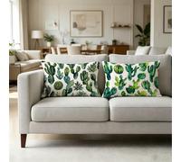 Cactus Funda Cojin 60 x 80cm, Fundas Cojines 80x60 Decoration Sofa Cama, Funda Almohada Verde Tema 4 Pack con Cremallera Invisible para Exterior Oficina Sofá Home Decoration YCBZ-1694