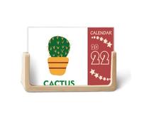 Cactus Green Potted Suculents 2022 Calendario de escritorio Planificador de 12 meses