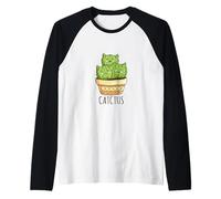 Cactus Jardinero Gato Plantas de recolección de Cactus Camiseta Manga Raglan