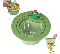 Cactus Kitchen Sink Drain Strainer, 2024 New Press Automatic Dumping Kitchen Sink Drain Strainer Basket, Home Use Kitchen Waste Collector Sink Filter Net Lifting Basket (Large-Green)