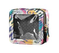 Cactus Many Illusion - Bolsa de maquillaje transparente de piel para viajes, artículos de aseo personal, contenedores de cosméticos para mujeres y niñas, Tigres Animal Print, Talla única