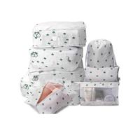 (Cactus, Multicolor) 8Pcs Set Travel Essentials Packing Cubes Storage Bags Shoe Bags Toiletry Makeups Organizer Cloth Pou