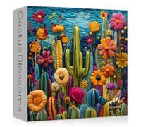 Cactus Puzzles for Adults 1000 Pieces,Unique Succulent Plant Puzzle Art,Cactus Flower Garden Puzzle,Colorful Impossible Challenge Jigsaw Puzzles for Adults